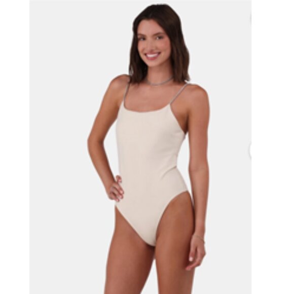 NWT~ No Boundaries Cream Colored Bodysuit with Rhinestone Straps (Size: Large) - Picture 1 of 16